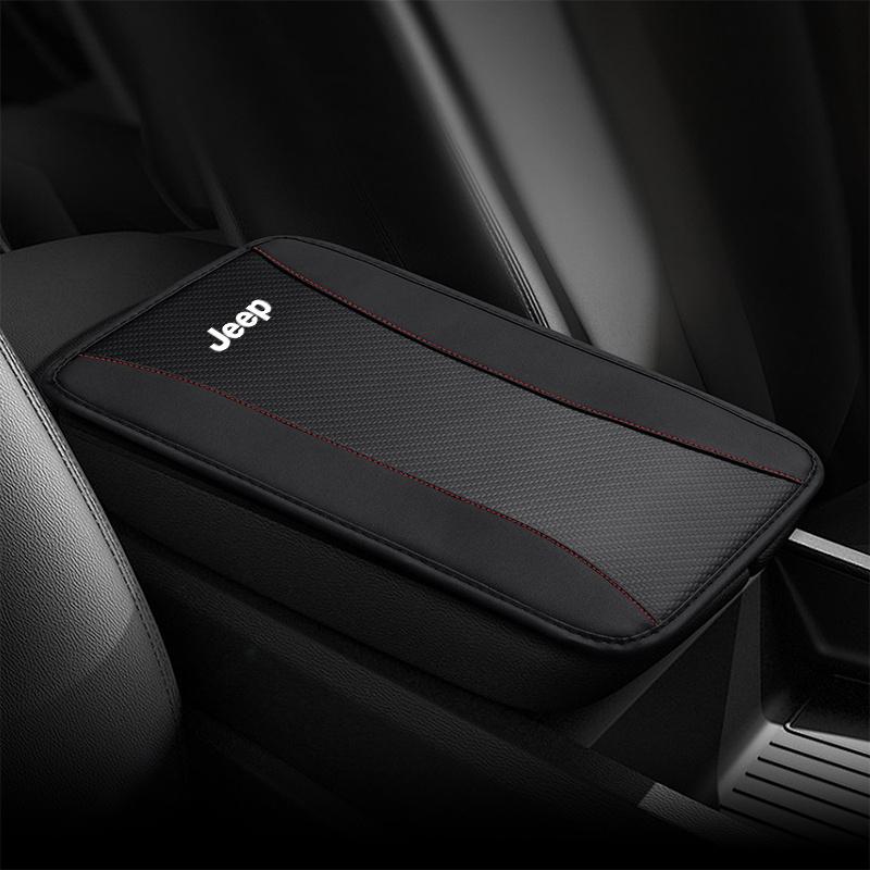 Car Armrest Mat PU Leather Center Console Arm Rest Protection Cushion For Jeep Renegade Wrangler JL JK Gladiator Grand Cherokee AKY1