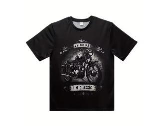 Motorcycle Men s, Print Short Sleeve Retro Classic T-Shirt Men s Street Riding Motorcycle Oversized T-Shirt XXS