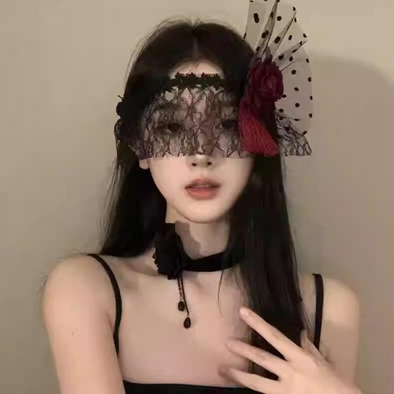 Retro Lace Princess Half Face Mask For Women Vintage Sexy Flower Tied Mask Gothic Party Accessory Masquerade Costume Prop