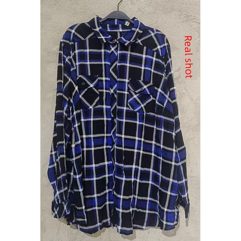 

90.10kg 0.15kg 0.00kg Export Plus Size plus Size Women s Clothing Chubby Girl Loose Gingham Shirt Spring Women s Clothing Picture Color 00