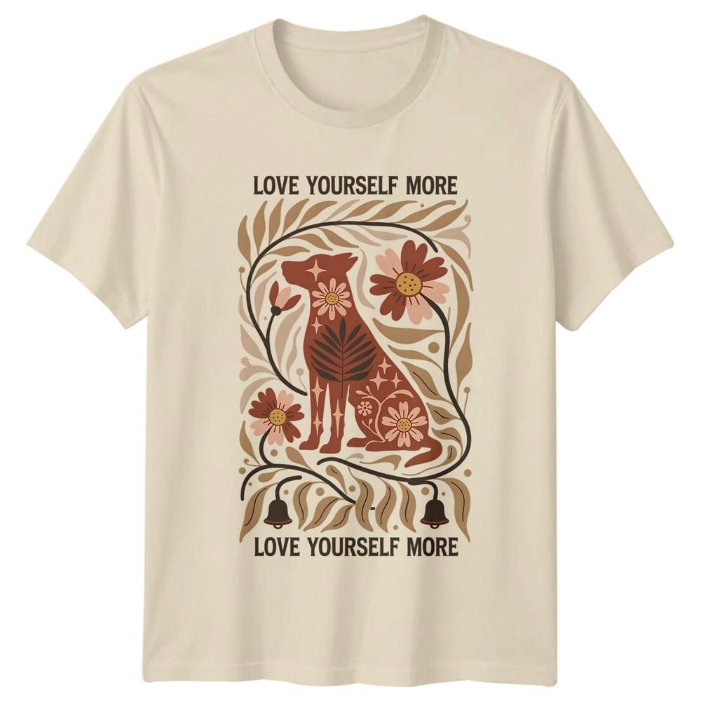 Love Yourself More TShirt Boho Dog Floral Pets Lifestyle Birthday Gift