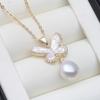 Genuine Natural Fresh Water Pearl Pendant,Butterfly Cultured Gold Plated Pearl Pendant Jewelry Wife Mother Birthday Gift White