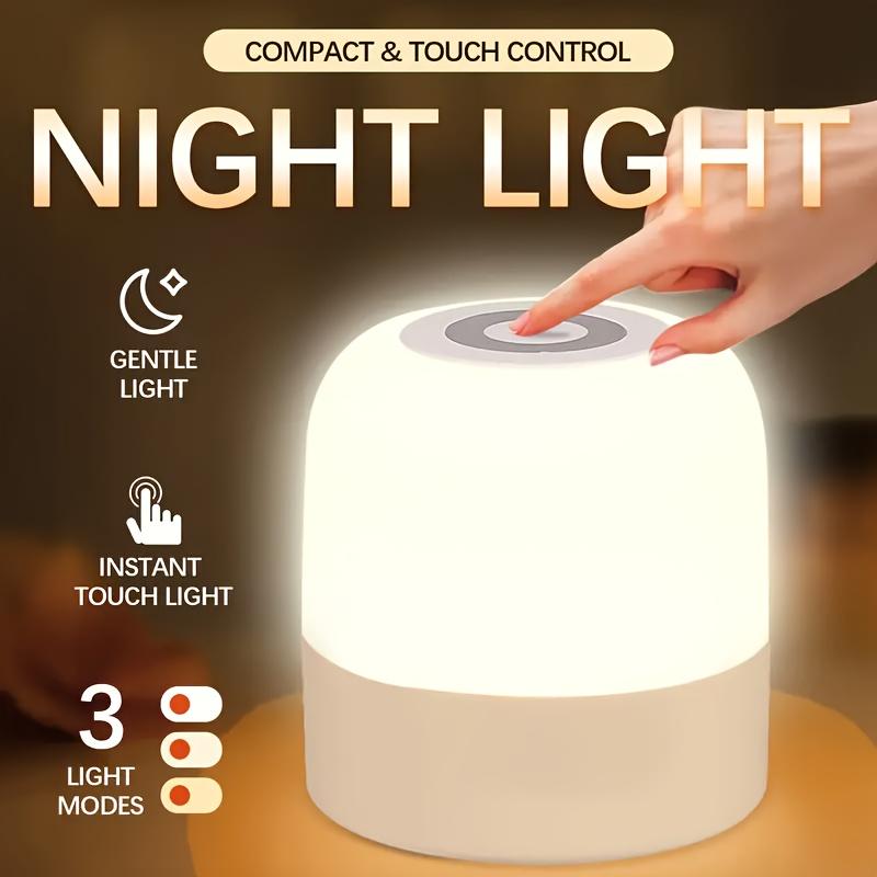 Touch Bedside Lamp LED Touch Bedside Lamp 3-Tone Light (Warm/White/Natural) with USB Charging, Soft Eye Protection, Portable Mini Night Light