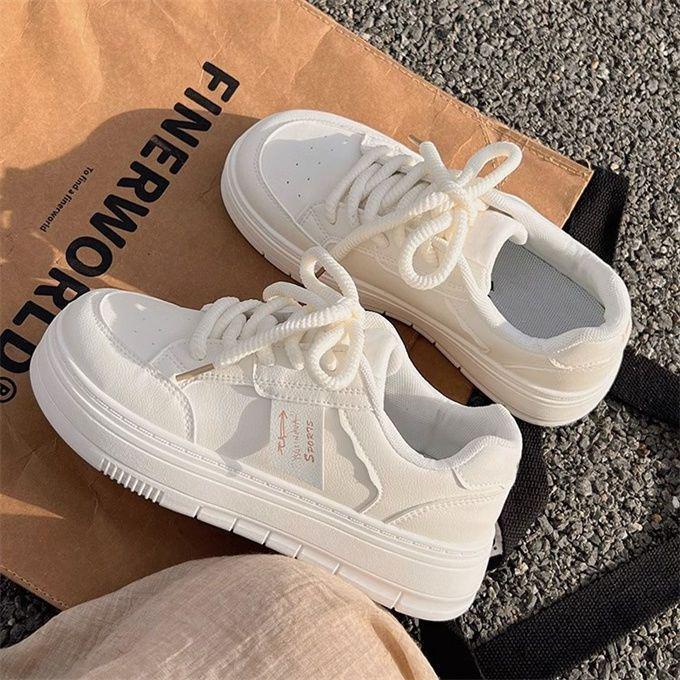 

2025 Women s Korean Breathable White Sneakers - Perfect Flat Bottom Casual Shoes for Summer Skirt. Size 37