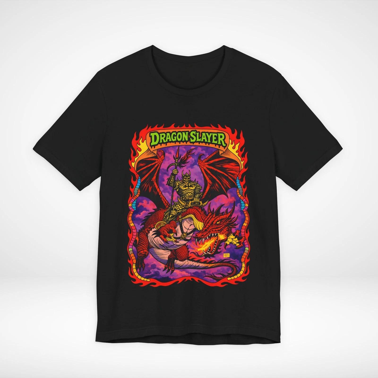 Dragon Slayer Knight Retro Neon tee DnD Fantasy dragon knight illustration 4XL