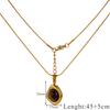 18K Stainless Steel Snake Bone Chain Maillard Tiger's Eye Square Necklace French Ins Style Retro Oval Gemstone Necklaces