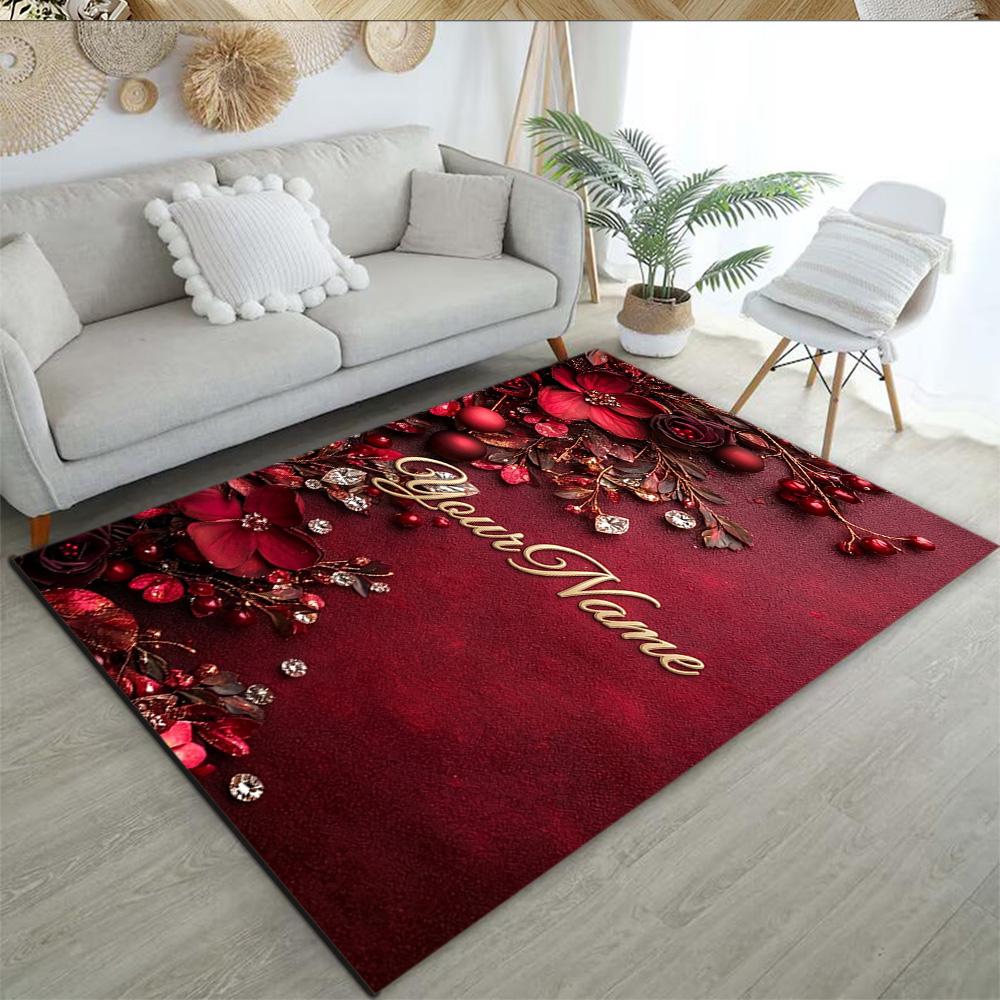 Rose Personalized Text Floor Mat Suitable for Foyer Study room Kitchen Entryway Anti-slip Rug Anime Office Decor