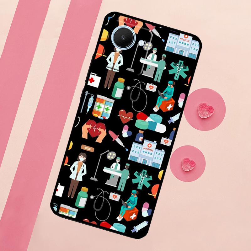 Nurse Medical Health Heart For Realme C67 C75 C63 C61 C71 C55 C51 C65 C53 10 11 12 13 14 15 Pro Plus GT6 GT7 Pro Case