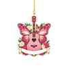 Music Themed Acrylic Guitar Butterfly Christmas Tree Ornament - Hanging Decoration for Holiday Celebrations