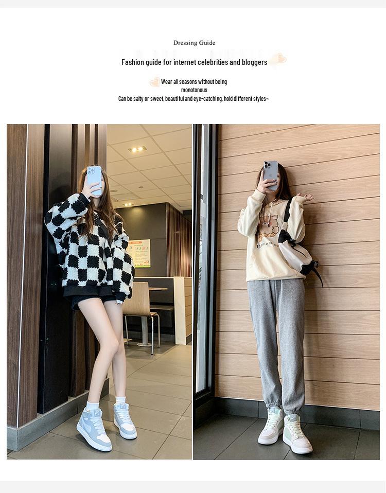 2024 Autumn Women's High-Top Canvas Fashion Shoes - Air Force 1 Style, Casual White Sneakers