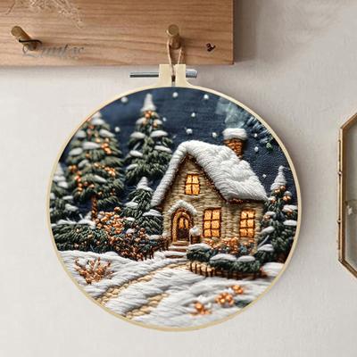 Weihnachts-Stickset für Erwachsene und Kinder, DIY-Sticknadel- und Fadenset mit weihnachtlichen Mustern, Stick-Bastelset für Anfänger
