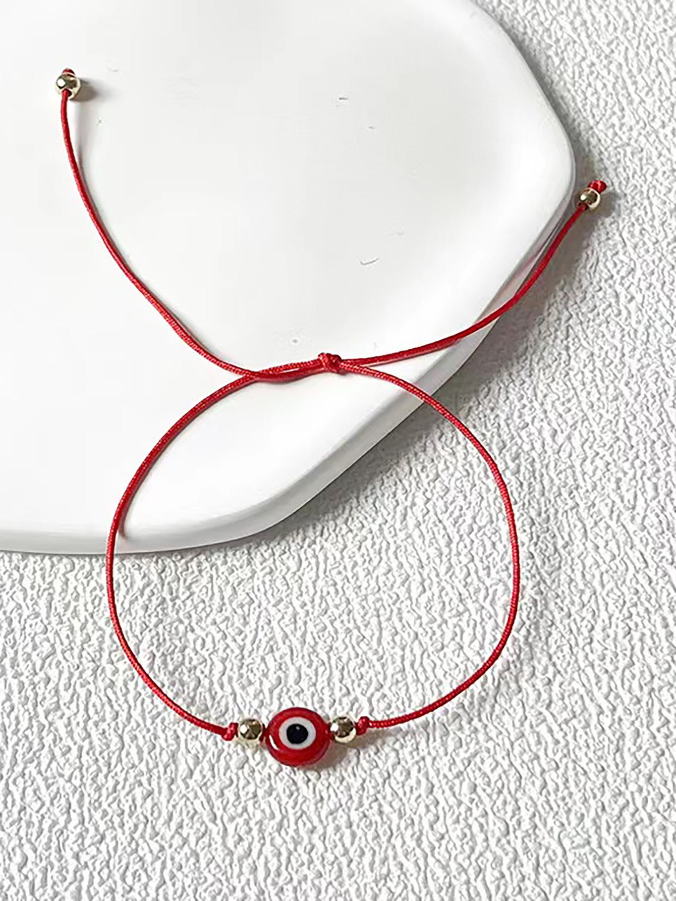 Браслет JYL TS со шнурком «Сглаз» Обеспечивает Защиту и Положительный Поток Red серебряное озеро синий