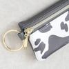 Flower Ring Smart Key Pouch with Cow Print and Heart Motif, GKP0024-BK (Black)