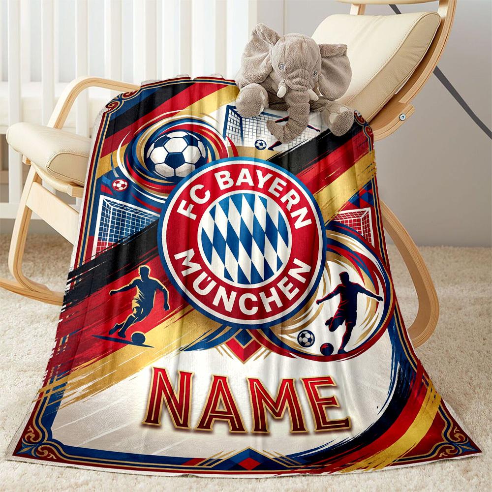Bayern Munich Soccer Poster Personalized Text Blanket Throw Personalized Blanket Soft & Cozy Suitable for Livingroom Sofa Nap Bedding