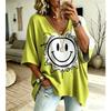 Camiseta de Manga Murciélago con Cuello en V para Mujer Tallas Grandes Estampado Étnico Bohemio Top Holgado Verano Cómodo Transpirable Uso Diario Casual Estilo Adelgazante