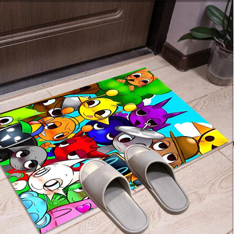 Sprunki Game Pattern Rug, Indoor/Outdoor Mat, for Picnic, Gameroom, Bedroom, Office, Living Room, Home Decor Carpet, Birthday Gift
