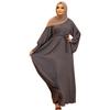 Modisches Muslimisches Kleid mit Langen Ärmeln Einfarbig Elegante Modest Wear Kleidung für Damen Schnürung Türkei Kaftan Eid Roben