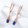 Kienl Trendy  Rose Gold Dangle Earrings For Women Geometry Blue Natural Zircon Accessories Vintage Wedding Daily Jewelry
