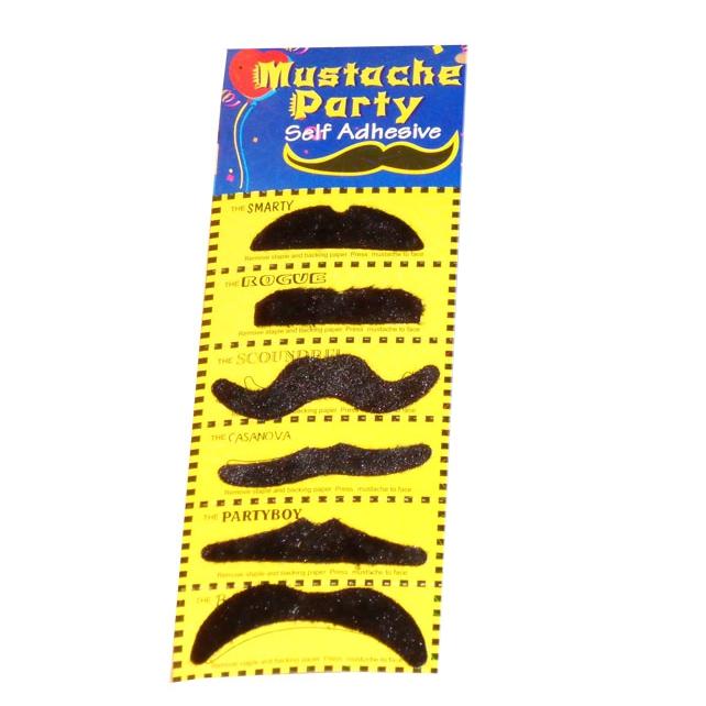 JJ98 MUSTACHE SET BLACK 6 PCS SELF-ADHESIVE