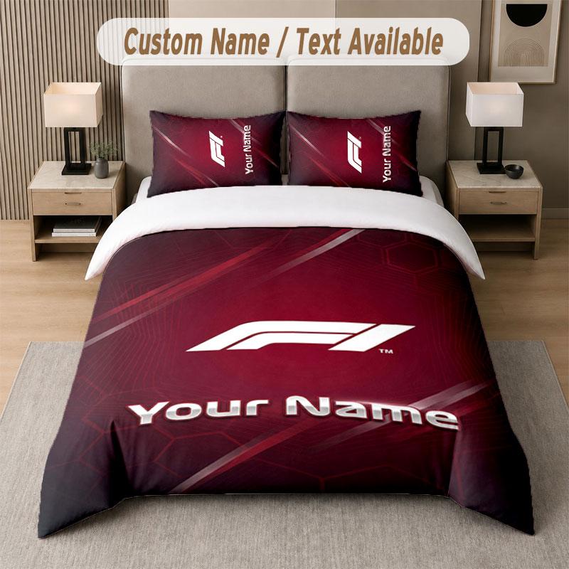 Set Biancheria da Letto Personalizzato Modello F1, Stampa Nome Testo 1 Copripiumino più 2 Federe Tessile per la Casa