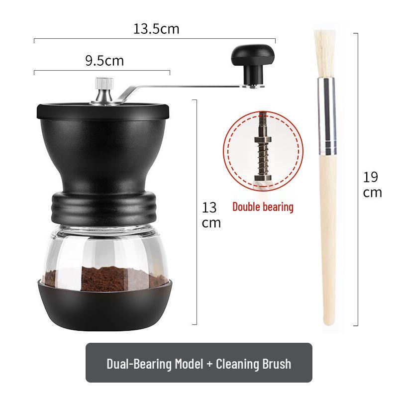 Manual Coffee Bean Grinder: Hand-Crank, Double Bearing, Ceramic Grinding Core