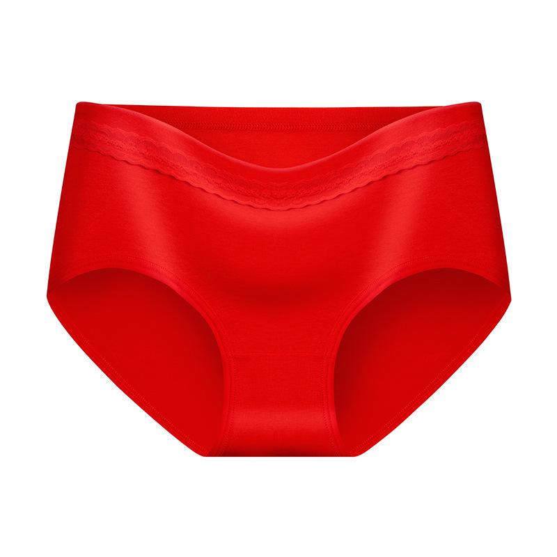 Sous-vêtements de mariage rouges pour femmes taille haute 2025 année du serpent - Slips confortables et respirants