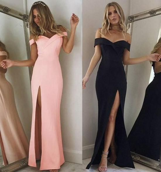 Autumn Hot Style Simple Bandeau Slit Floor-Length Dress
