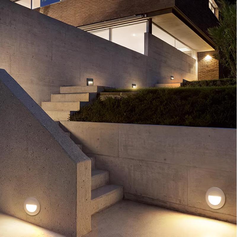 Outdoor Led Stair Light Round Wall Lamp Waterproof IP65 Nightlights Exterior Yard Lighting for Steps Ladder Balcony 3W 5W AC220V