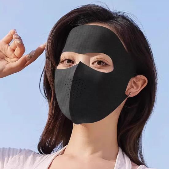 Soft Ice Silk Face Guard, Full Face Wrapping Face Protector, Breathable Holes Face Shield with Elastic Ear Loop for Outdoor Cycling Hiking Fishing