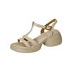 High heels women's summer 2025 new soft sole retro style sponge cake thick sole open toe thick heel sandals