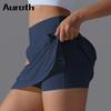 Fuste scurte de yoga Auroth pentru femei, cu porchete, fuste sportive, subțiri, elastice, talie înaltă, fuste negre de vară pentru fete fierbinți