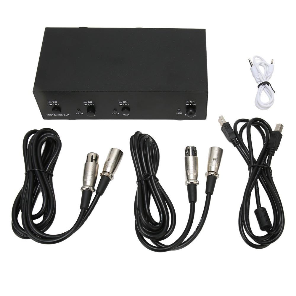 High Stability 48V Phantom Power Supply With XLR Cable 2 Channel For Condenser Microphone