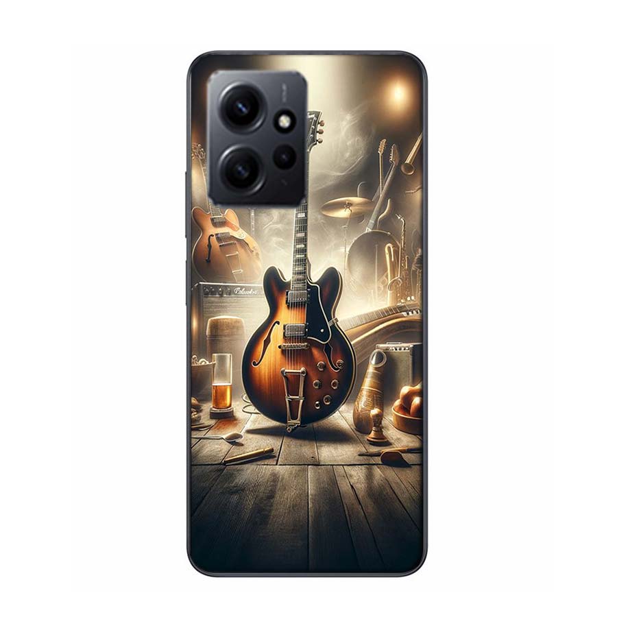 Retro rock Music Electric Guitar Phone Case For Redmi Note 14 15 Pro 5G 13 12 Pro Plus 11 11T 11E 11S 10 Pro 10S 9 9S Cover Cell