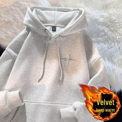 Men's Heavyweight Hooded Sweatshirt with Letter Print - Versatile Autumn/Winter Top