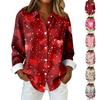 Dames Blouse Kerst Print Knoop Lange Mouw Casual Basic Shirt Kraag Regular Top