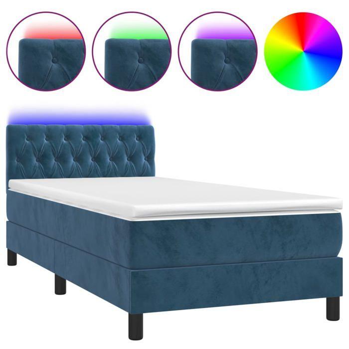 Maison Exclusive - Sommier à lattes de lit avec matelas LED Bleu foncé 100x200 cm