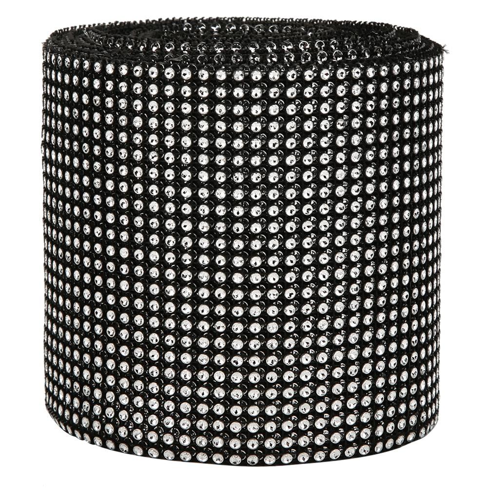 9m 24 Rows Electroplating Plastic Artificial Rhinestone Ribbon Mesh Wedding Clothing