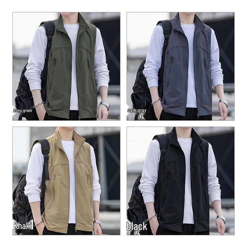 Jeanswest Men's Multi-Pocket High Collar Vest Jacket