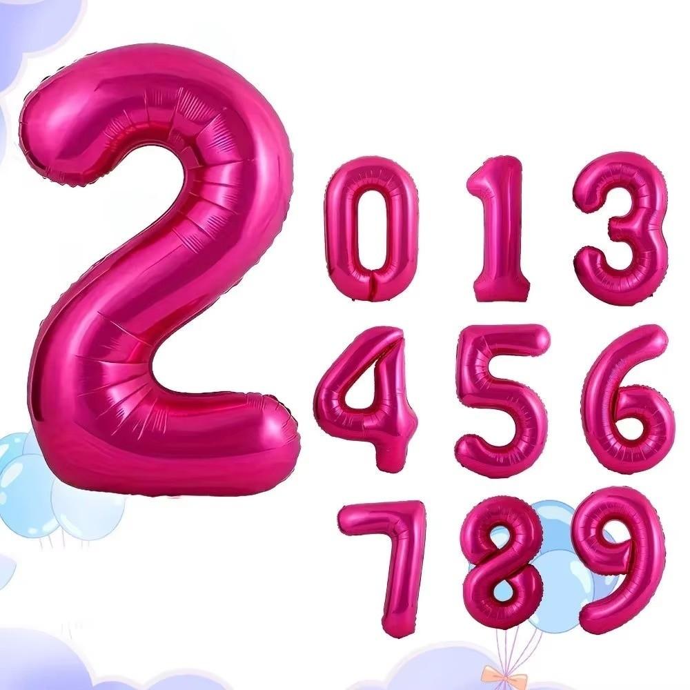 Romantic 40Inch Number Balloons 0-9 Pink Rose Anniversary Decoration Large Birthday Balloon Foil Balloons Girls Gift
