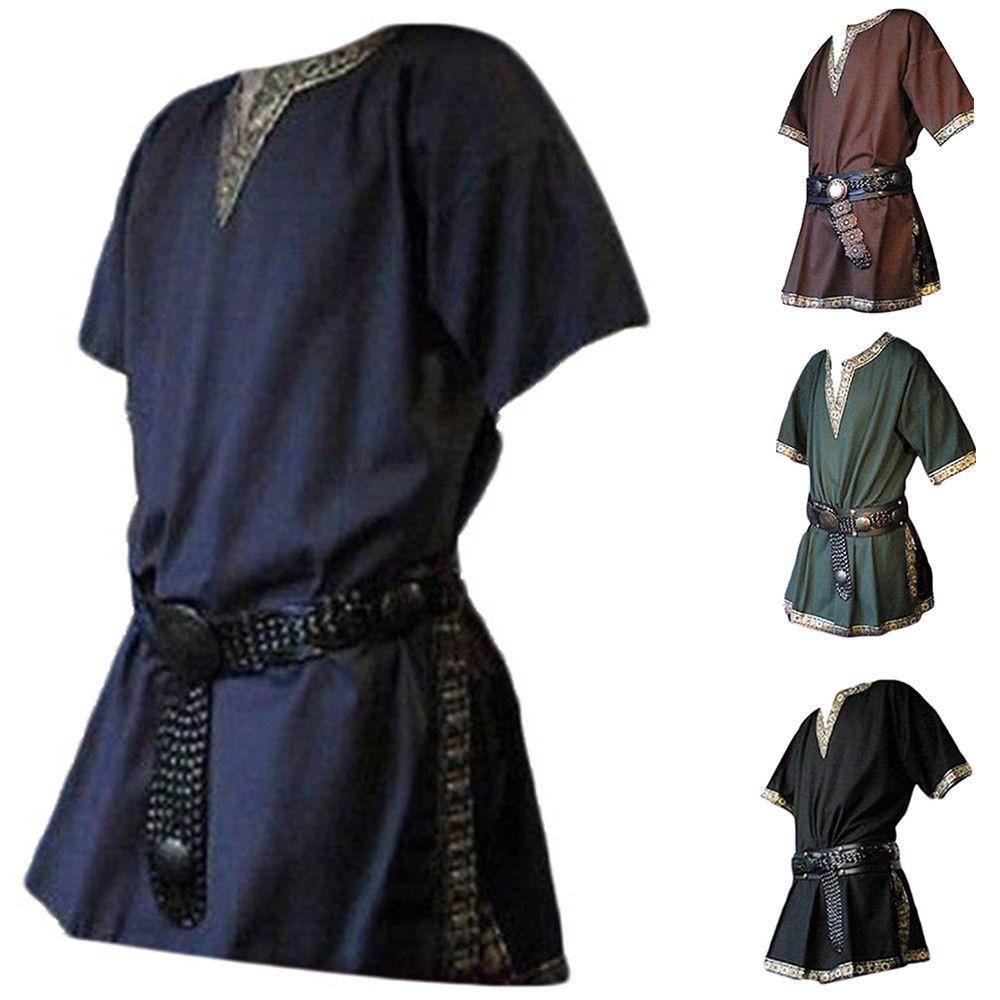 Medieval Renaissance Tunic Top Shirt Viking Norseman Saxon Men Cosplay Costume