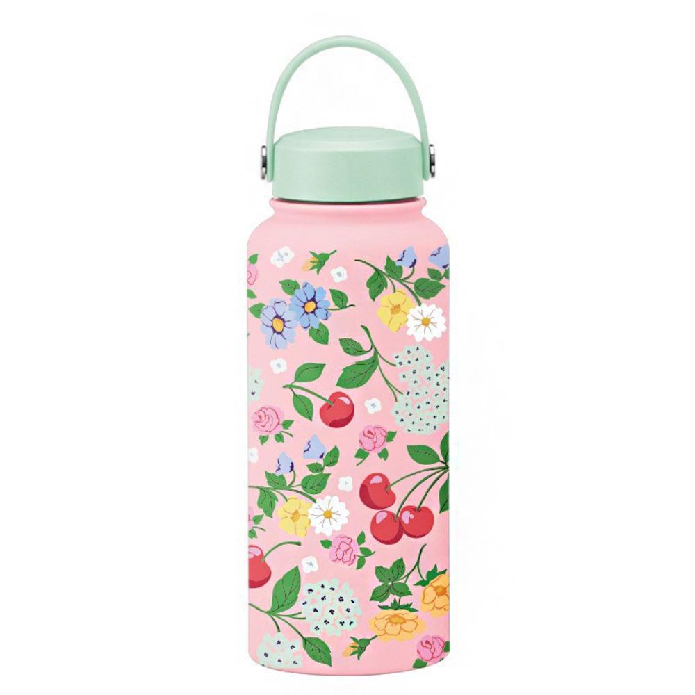 Portable Insulated Water Bottle 1L Floral Thermal Cup Reusable Thermal Water Bottle Office