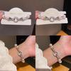 Geometric Zircon Artificial Pearl Bracelet With Silver Finish For Womens Fashion Accessories