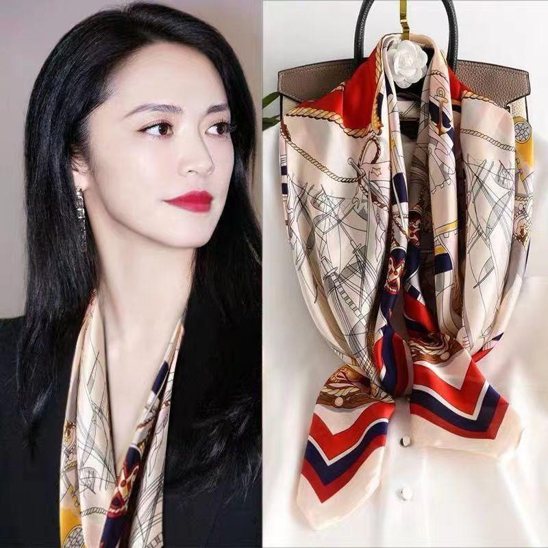 90 Large Square Scarves, Silk Scarves, Women'S Imitation Silk Fashion Shirts, Small Square Scarves, Mother Scarves.