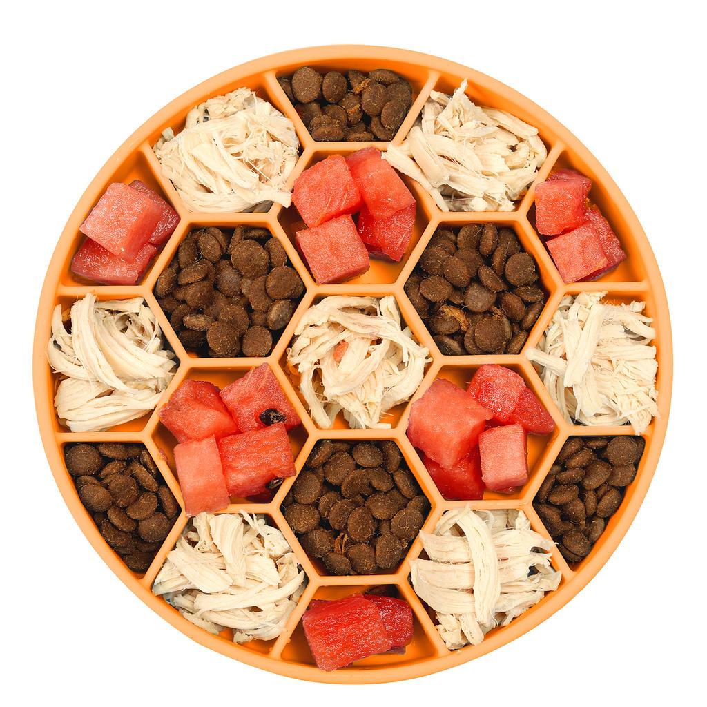 Pet Dog Slow Feeder Puppy Silicone Suction Cup Honeycomb Slow Food Bowl Slow Down Eating Feeder Food Training Bowl