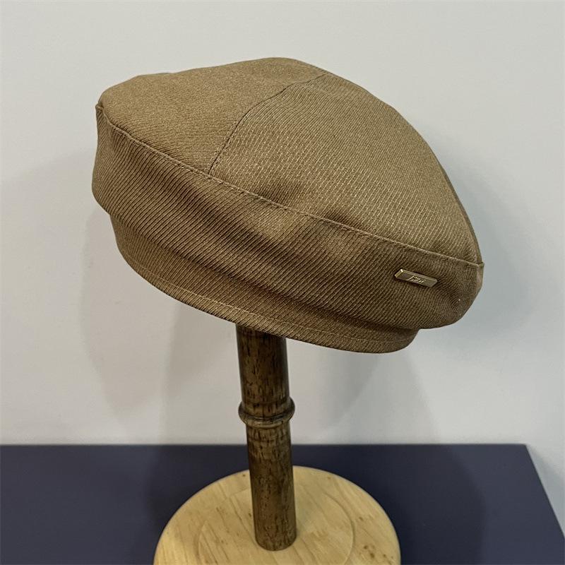 Vintage Tweed Beret Children's Autumn Painter Hat Solid Color Versatile Stewardess Hat Bud Hat