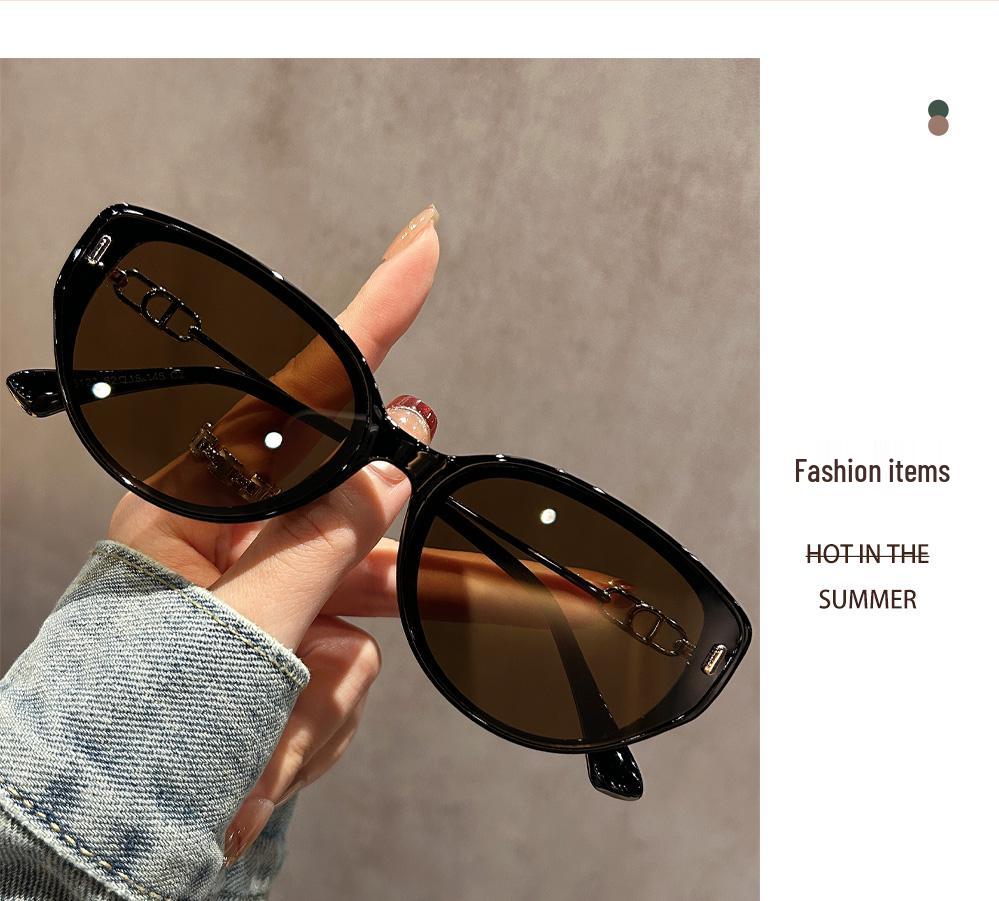 Women's Tea-Colored Cat-Eye Sunglasses with UV Protection