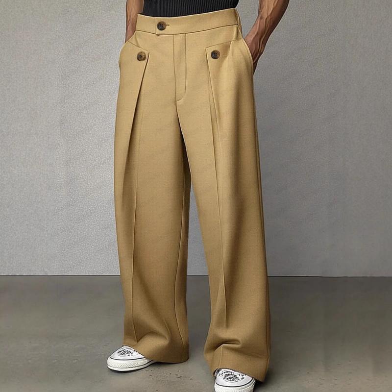 Men's straight-leg anti-wrinkle no-iron business casual trousers with premium drape