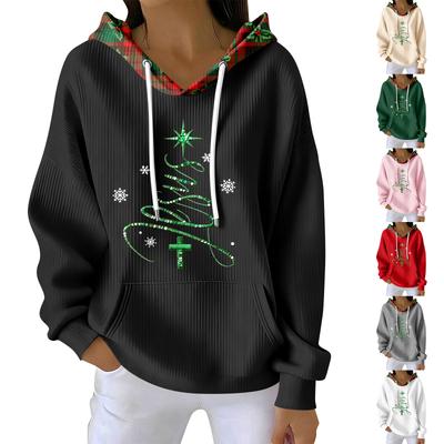 Moletom Feminino Casual de Moda com Estampa de Natal e Manga Longa