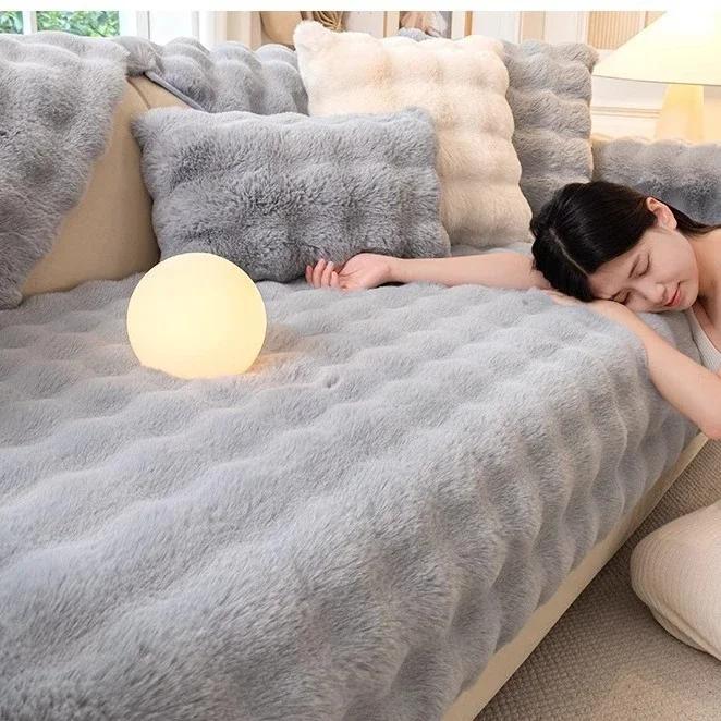 

Зимние пузыри плюшевый диван подушка полотенце диван кресло гостиная нескользящий чехол домашний декор кресло пылезащитные защитные чехлы 70x70