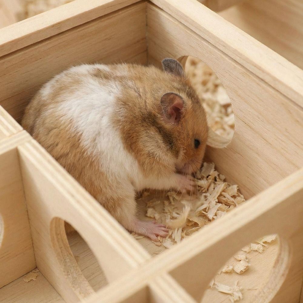 Exploration Hamster Tunnel Maze Wooden Pet Interactive Toy Guinea Pig Puzzle Toy  Exercise